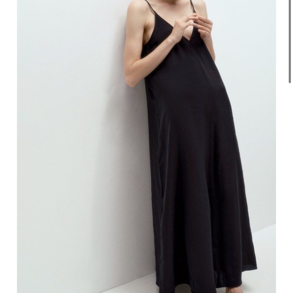 Zara Black Spaghetti Strap Midi Dress